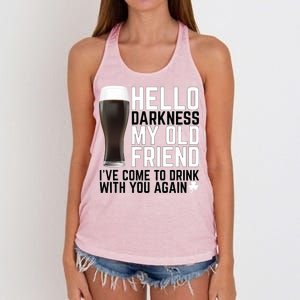 Hello Darkness My Old Friend Funny Drinking Women's Knotted Racerback Tank