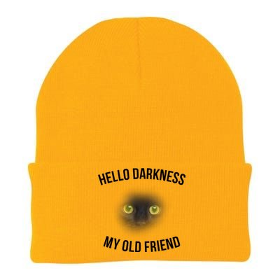 Hello Darkness My Old Friend Scary Cat Knit Cap Winter Beanie