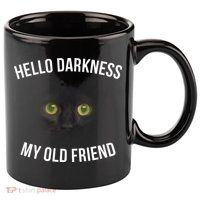 Hello Darkness My Old Friend Scary Cat 11oz C Handle Ceramic Mug