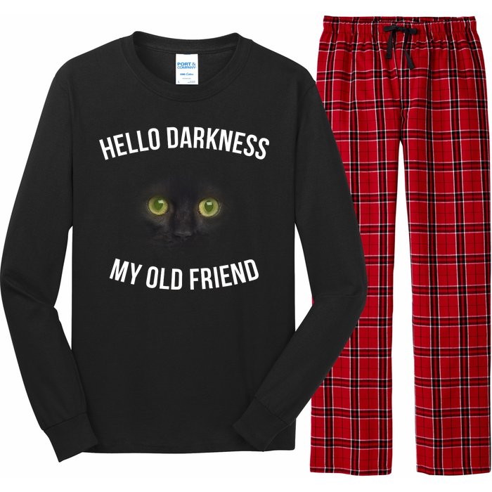 Hello Darkness My Old Friend Scary Cat Long Sleeve Pajama Set