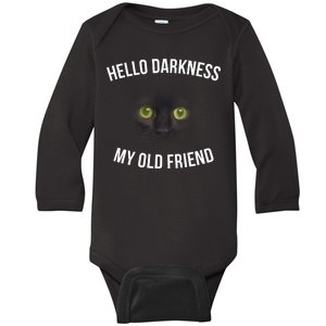 Hello Darkness My Old Friend Scary Cat Baby Long Sleeve Bodysuit