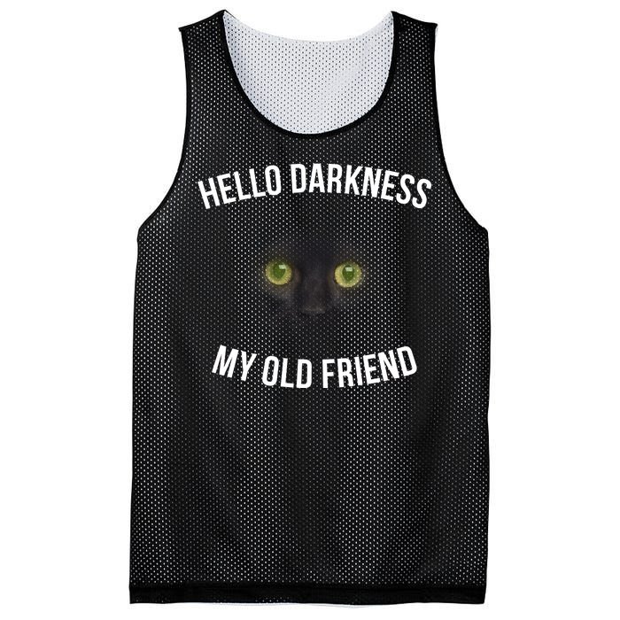 Hello Darkness My Old Friend Scary Cat Mesh Reversible Basketball Jersey Tank