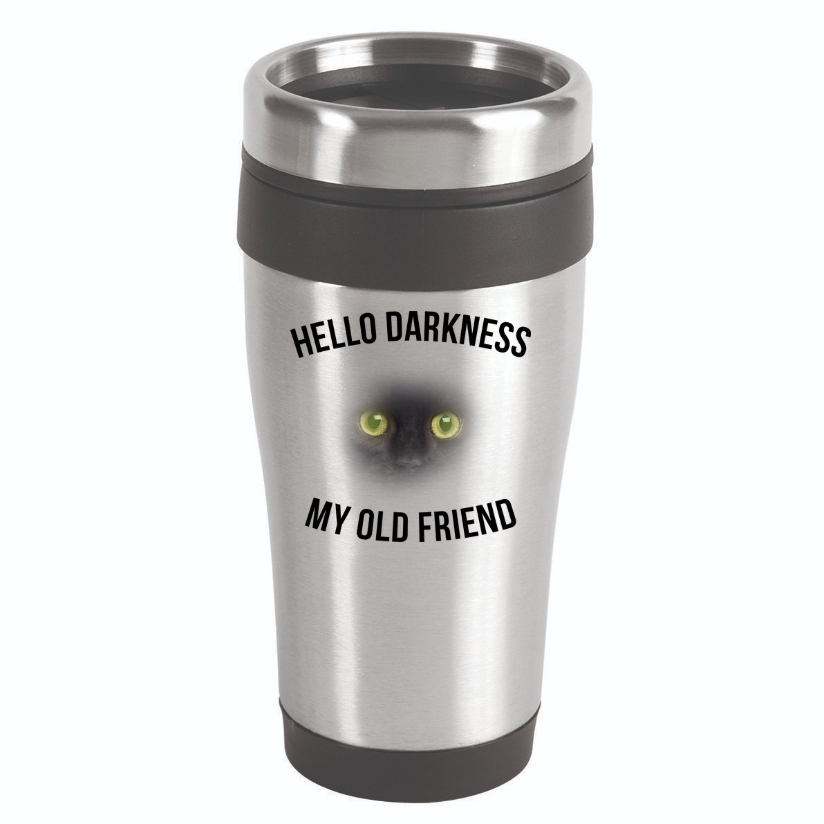 Hello Darkness My Old Friend Scary Cat 16oz Travel Tumbler
