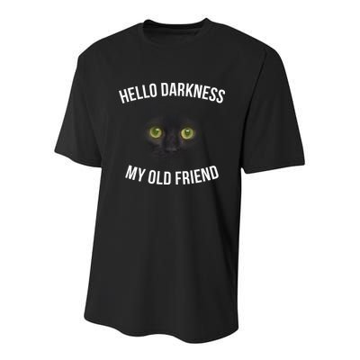 Hello Darkness My Old Friend Scary Cat Youth Performance Sprint T-Shirt