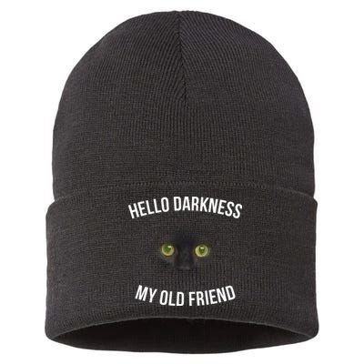 Hello Darkness My Old Friend Scary Cat Sustainable Knit Beanie