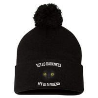 Hello Darkness My Old Friend Scary Cat Pom Pom 12in Knit Beanie