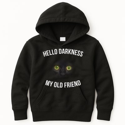 Hello Darkness My Old Friend Scary Cat Kids Hoodie