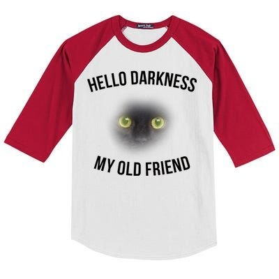 Hello Darkness My Old Friend Scary Cat Kids Colorblock Raglan Jersey