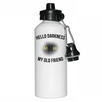 Hello Darkness My Old Friend Scary Cat Aluminum Water Bottle 