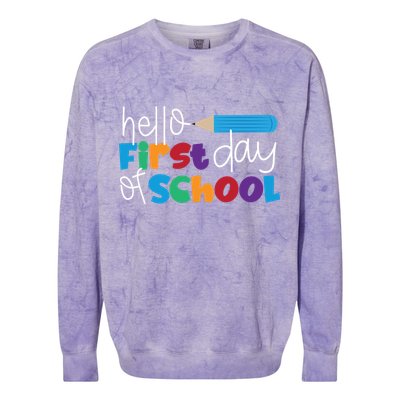 Hello First Day of School Cute Pencil Colorblast Crewneck Sweatshirt