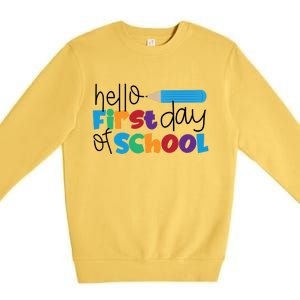 Hello First Day of School Cute Pencil Premium Crewneck Sweatshirt