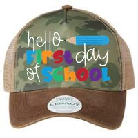 Hello First Day of School Cute Pencil Legacy Tie Dye Trucker Hat