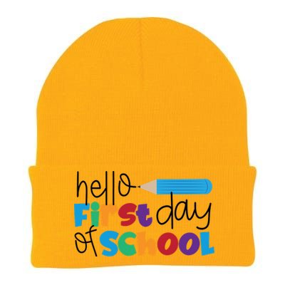 Hello First Day of School Cute Pencil Knit Cap Winter Beanie