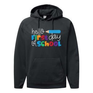 Hello First Day of School Cute Pencil Performance Fleece Hoodie