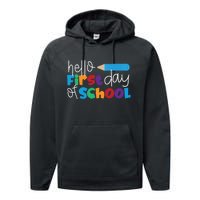 Hello First Day of School Cute Pencil Performance Fleece Hoodie