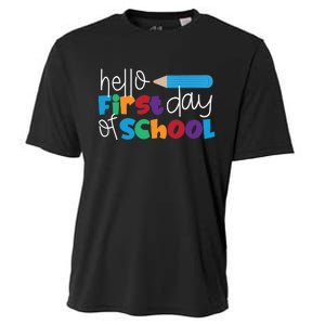 Hello First Day of School Cute Pencil Cooling Performance Crew T-Shirt