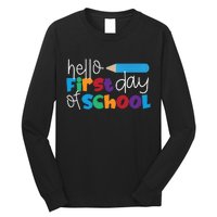 Hello First Day of School Cute Pencil Long Sleeve Shirt