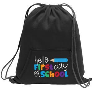 Hello First Day of School Cute Pencil Sweatshirt Cinch Pack Bag