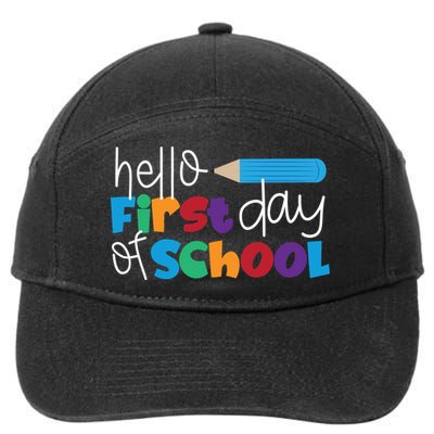 Hello First Day of School Cute Pencil 7-Panel Snapback Hat