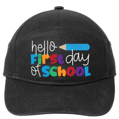 Hello First Day of School Cute Pencil 7-Panel Snapback Hat