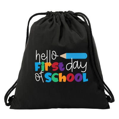 Hello First Day of School Cute Pencil Drawstring Bag