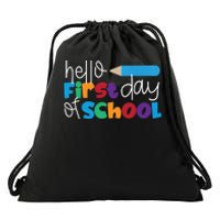 Hello First Day of School Cute Pencil Drawstring Bag