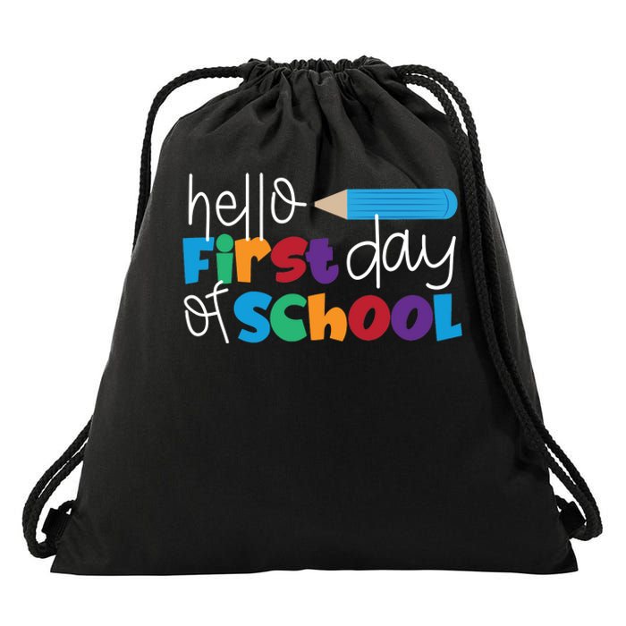 Hello First Day of School Cute Pencil Drawstring Bag