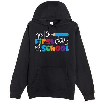 Hello First Day of School Cute Pencil Premium Pullover Hoodie