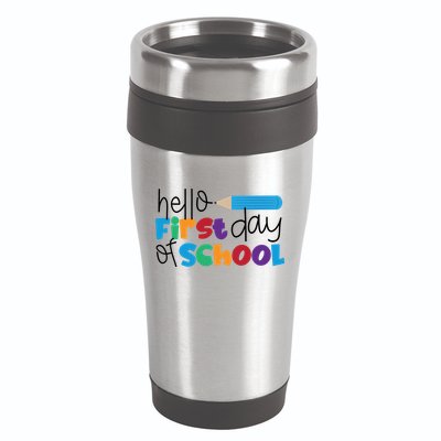 Hello First Day of School Cute Pencil 16oz Travel Tumbler
