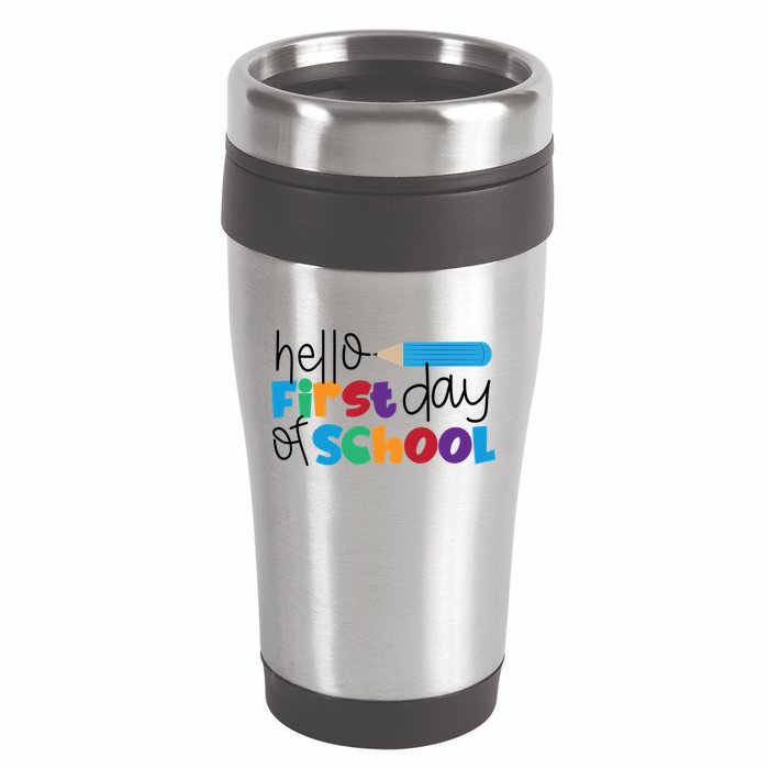 Hello First Day of School Cute Pencil 16oz Travel Tumbler