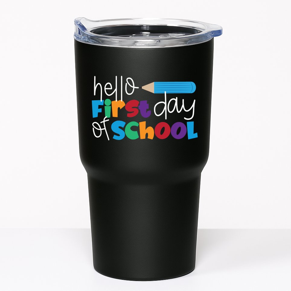 Hello First Day of School Cute Pencil Tumbler