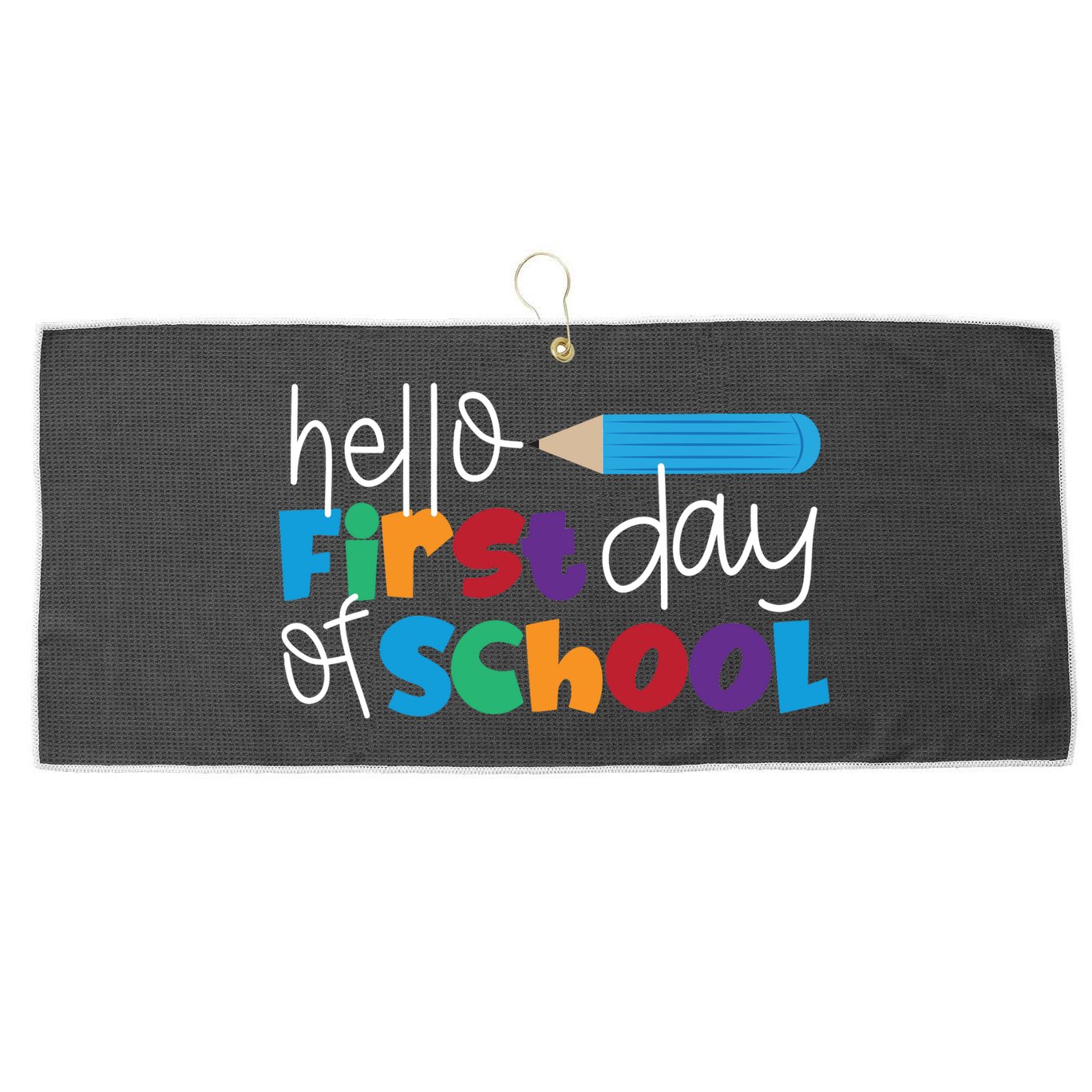 Hello First Day of School Cute Pencil Large Microfiber Waffle Golf Towel