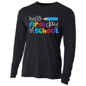 Hello First Day of School Cute Pencil Cooling Performance Long Sleeve Crew