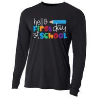 Hello First Day of School Cute Pencil Cooling Performance Long Sleeve Crew