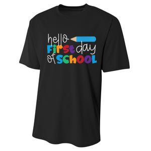 Hello First Day of School Cute Pencil Performance Sprint T-Shirt