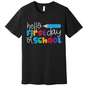 Hello First Day of School Cute Pencil Premium T-Shirt