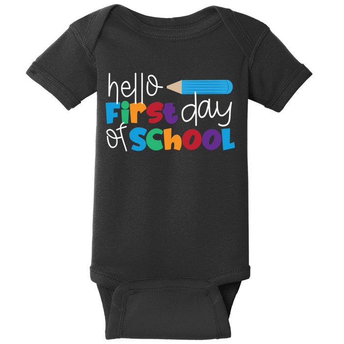 Hello First Day of School Cute Pencil Baby Bodysuit