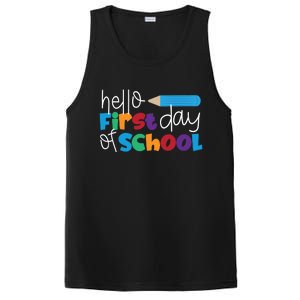 Hello First Day of School Cute Pencil PosiCharge Competitor Tank