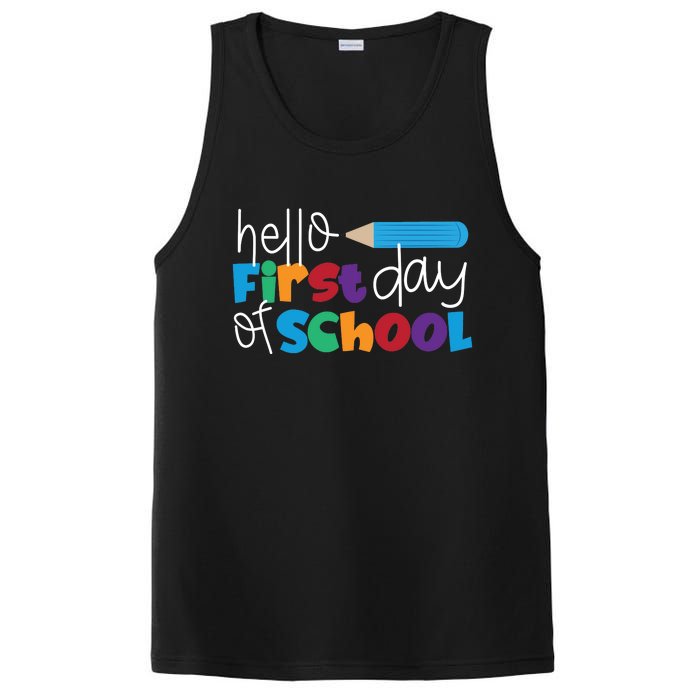 Hello First Day of School Cute Pencil PosiCharge Competitor Tank