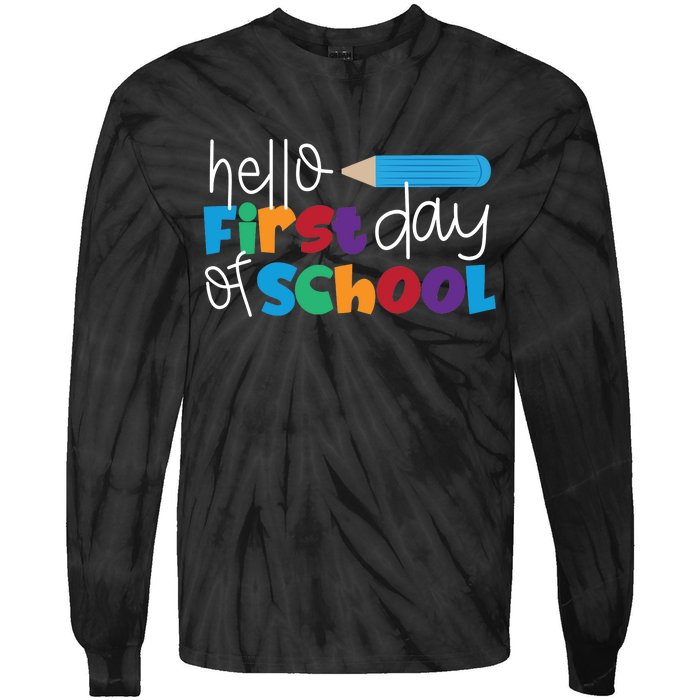 Hello First Day of School Cute Pencil Tie-Dye Long Sleeve Shirt