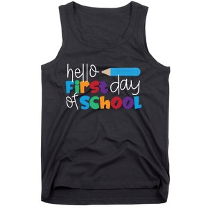 Hello First Day of School Cute Pencil Tank Top