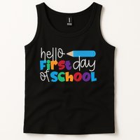 Hello First Day of School Cute Pencil Tank Top