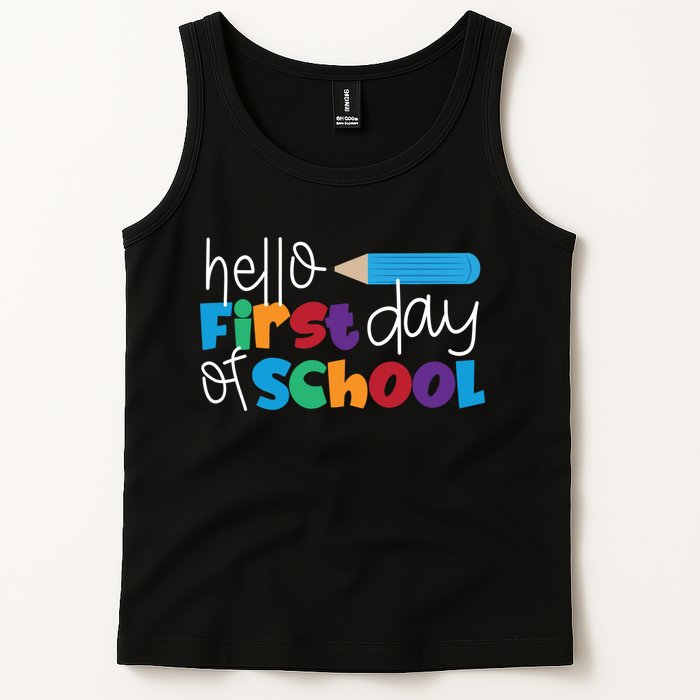 Hello First Day of School Cute Pencil Tank Top