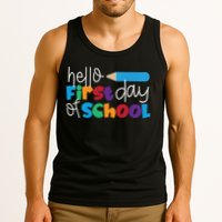 Hello First Day of School Cute Pencil Tank Top