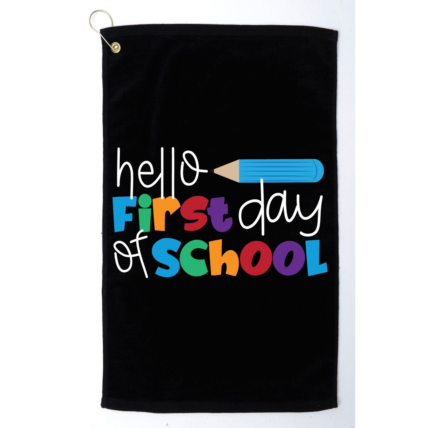 Hello First Day of School Cute Pencil Golf Towel