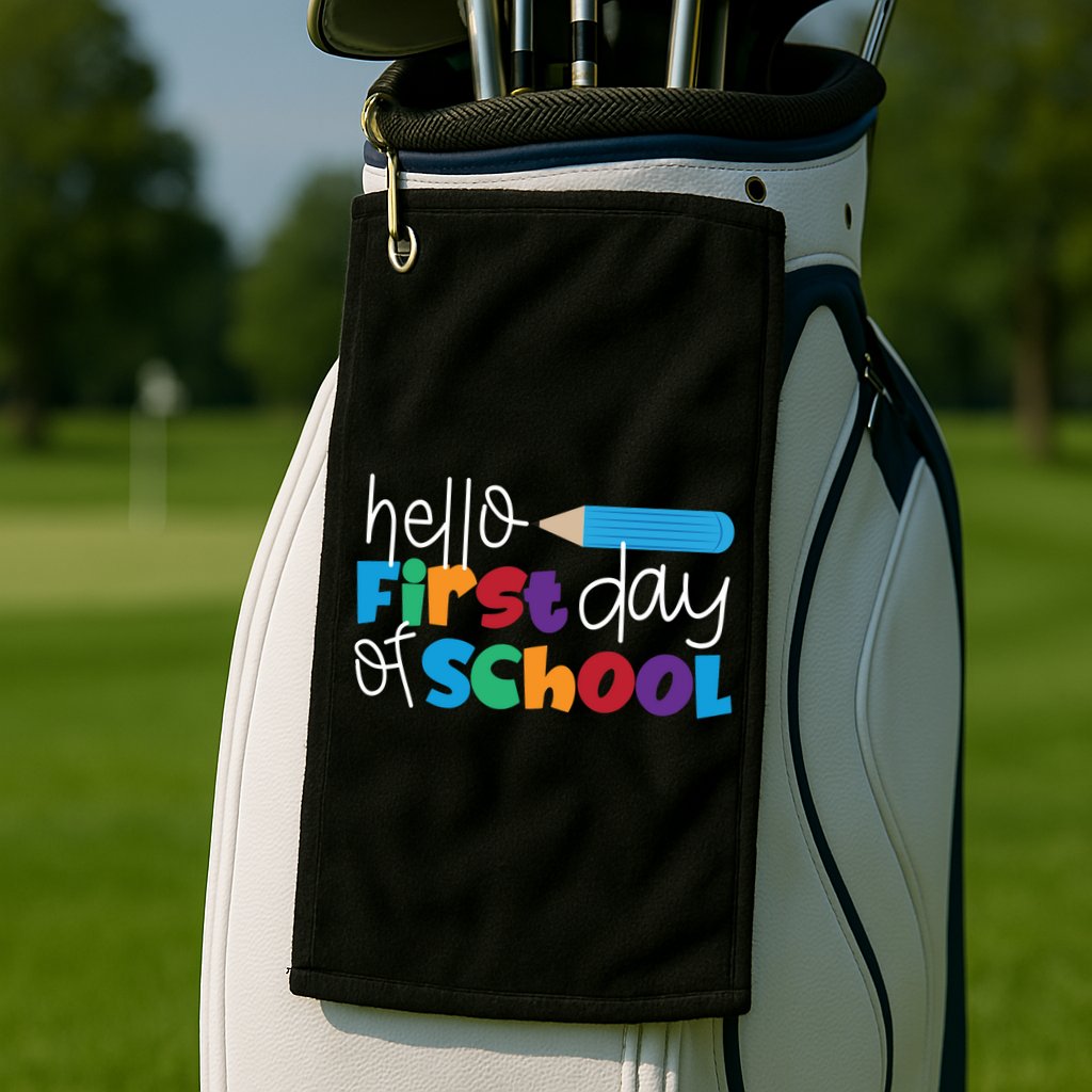 Hello First Day of School Cute Pencil Golf Towel