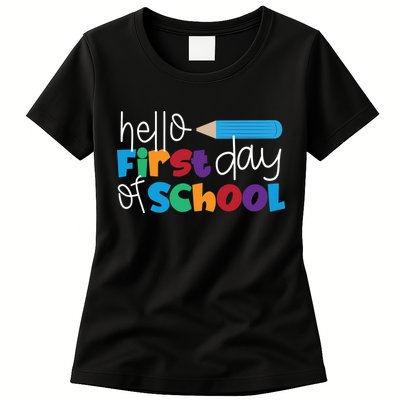 Hello First Day of School Cute Pencil Womens T-Shirt