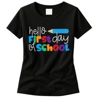 Hello First Day of School Cute Pencil Womens T-Shirt