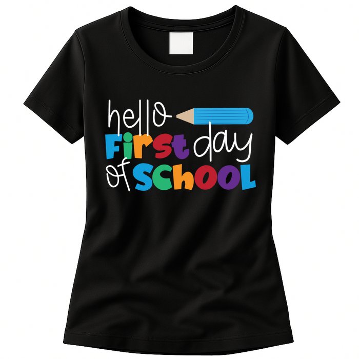 Hello First Day of School Cute Pencil Womens T-Shirt