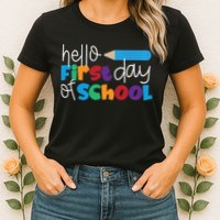 Hello First Day of School Cute Pencil Womens T-Shirt